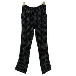 Alembika Check Trouser Pant Size 1 4-6 Black Elastic Waist Tapered Leg Lagenlook